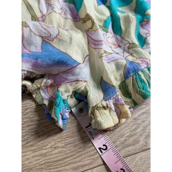 EUC Billabong strapless romper tropical floral print ruffle‎ neckline coastal XS - Image 7