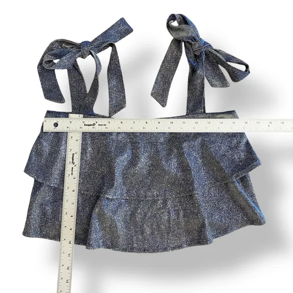About Us NWOT Glitter Tie Strap Top Womens‎ Size XXS Metallic Blue - Image 3