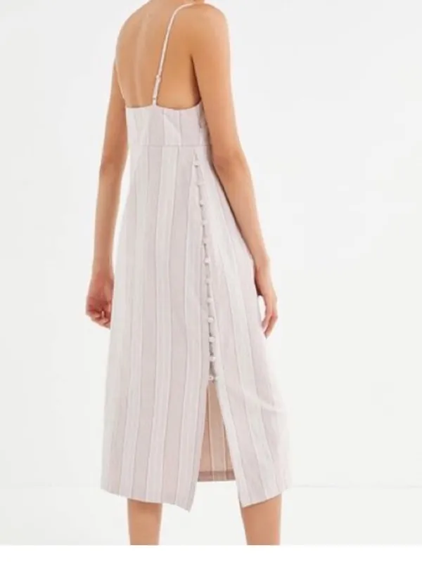 NWT Urban Outfitters Sicily Linen‎ Side Button Midi Dress Medium - Image 3