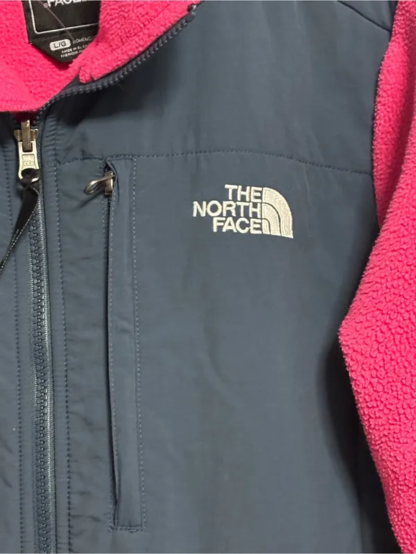 The North Face Women’s Pink and Gray Colorblock Fleece Jacket - Image 2
