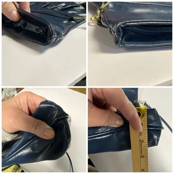 Vintage Valerie Barad blue leather crossbody handbag. - Image 12
