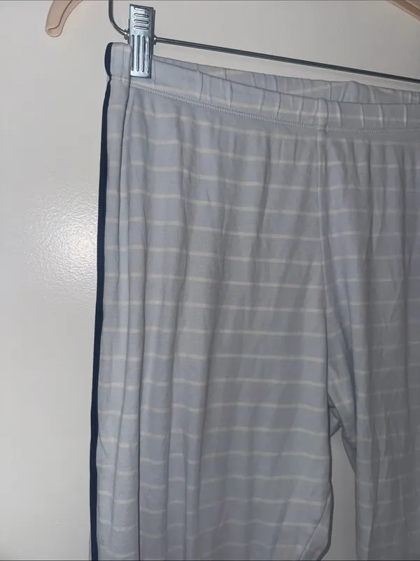 LAKE Light Blue Striped Full Length Pajama Pants - Image 2