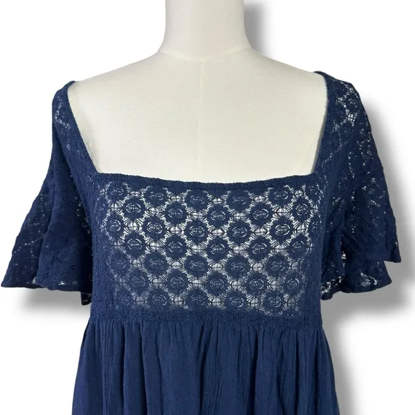 Free People Ethereal Bohemian Bring The Romance Maxi Dress Midnight Blue Large - Image 10