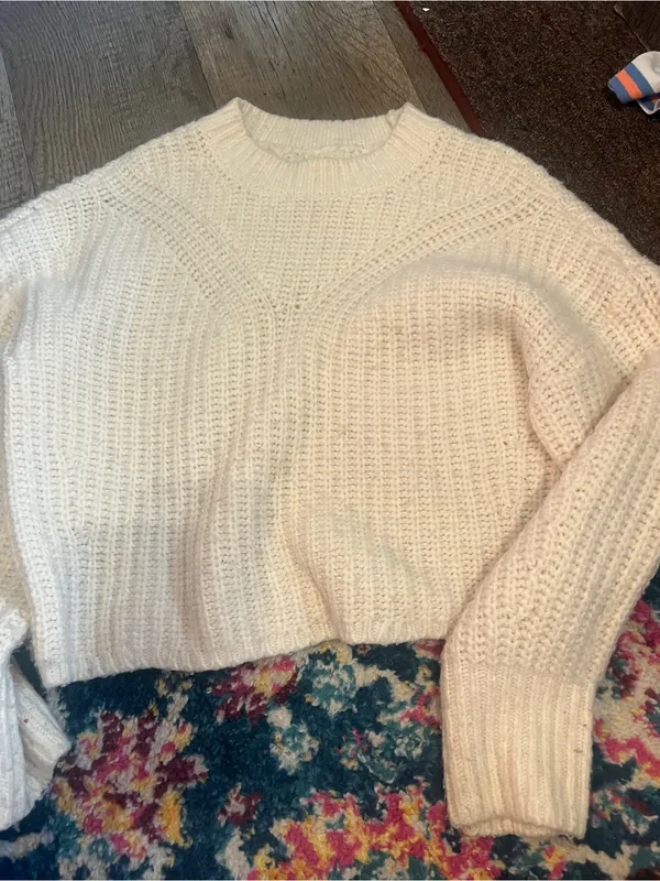 Abercrombie Cream Chunky Knit Crewneck Sweater - Image 2