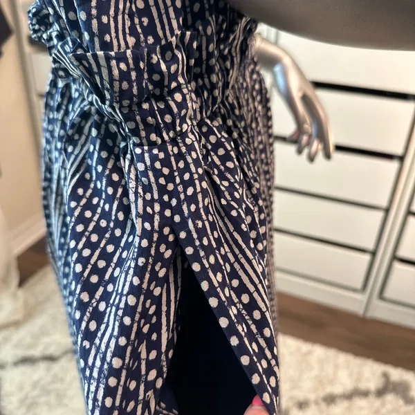 Madewell 100% Silk Sleeveless Dress Size 12 Navy Print w/ Pockets - Image 5