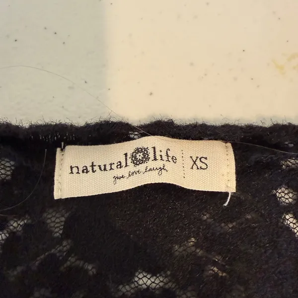 Natural Life WomenBlack Floral Lace Long‎ Sleeve Crop Top Sheer Boho XS Festival - Image 7