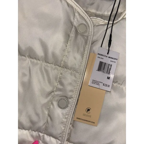Rebecca Minkoff‎ quilted puffer jacket white medium NWT msrp $228 - Image 11