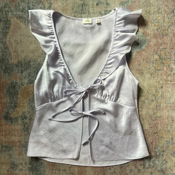 Aritzia Wilfred Tonka Satin Blouse in Ice Lavender - Image 3