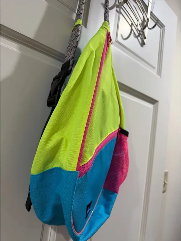 KAVU Rope Sling Bag Neon Lime Blue Pink Colorblock Y2K Outdoor Crossbody - Image 5