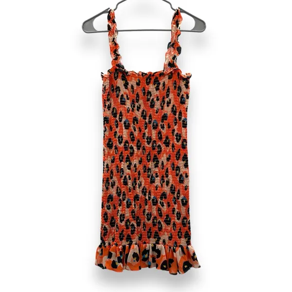 RTR Waverly‎ Grey Sally Cheetah Leopard Print Orange Multicolor Mini Dress Sz M - Image 4