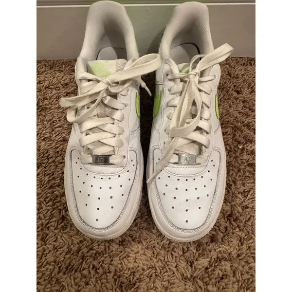 Nike Air Force 1 Low Women's 6.5 White Neon Lime Green DD8959-114 Sneakers - Image 4