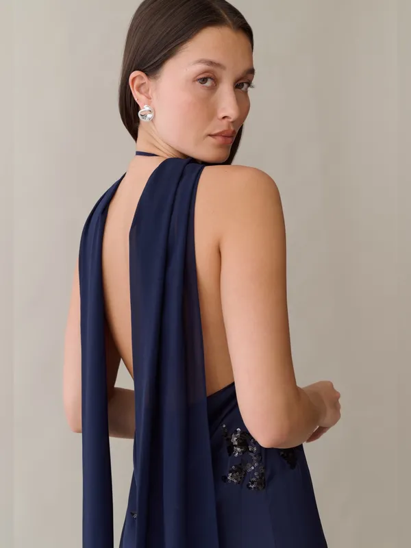 NWT Few Moda Alessia Maxi Dress size Large L midnight sapphire blue sequin o.p.t - Image 5