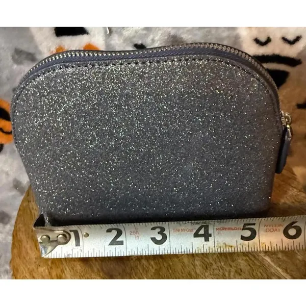 Kate Spade Lola Glitter Cosmetic Bag Dusk Navy Small Dome NWT - Image 4