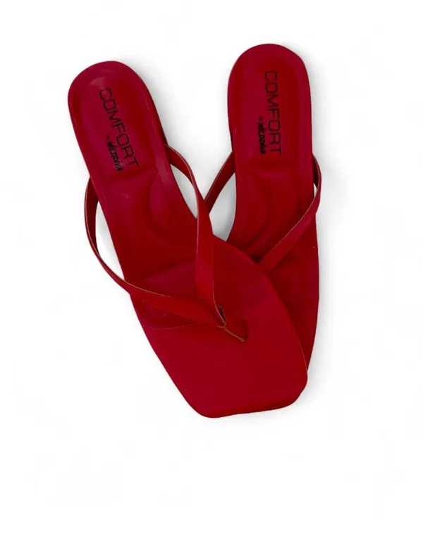 Red Block Sandal Heels Size 7 - Image 2