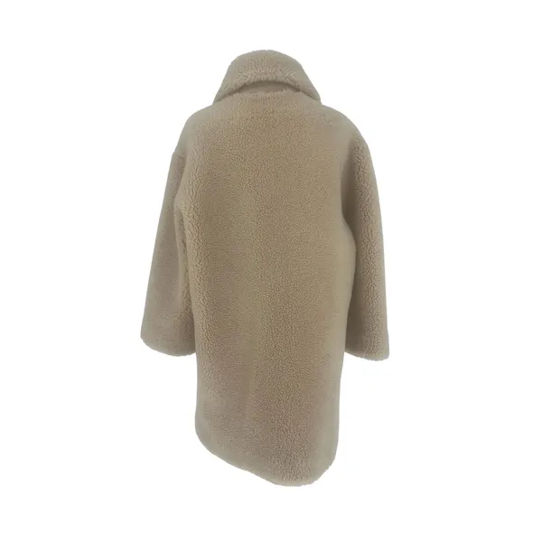 Forte Cashmere Beige Teddy Faux Fur Coat‎ Size M - Image 8