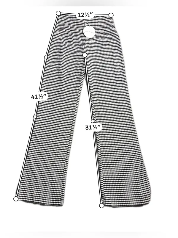 Petal & Pup Women’s Size 2 Black White Gingham Pleated Wide Leg Pants NWT - Image 2