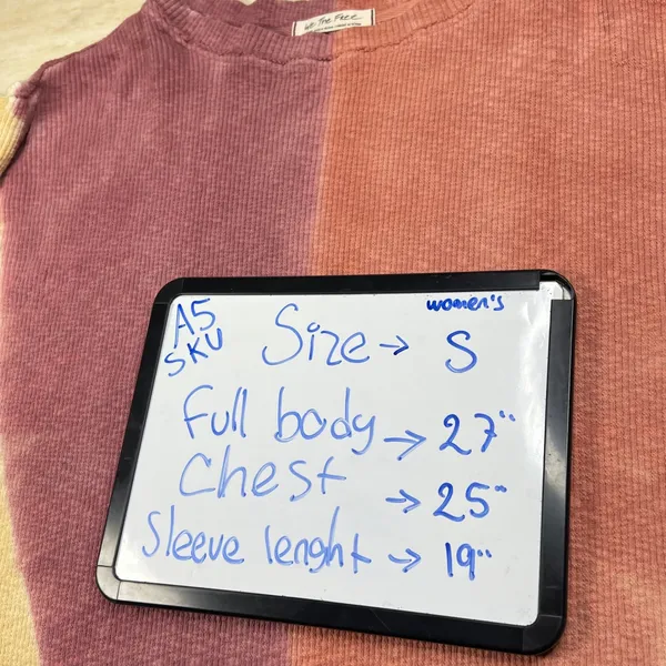We The Free Free People Colorblock Thermal Waffle Knit Top Plum Coral Small - Image 8