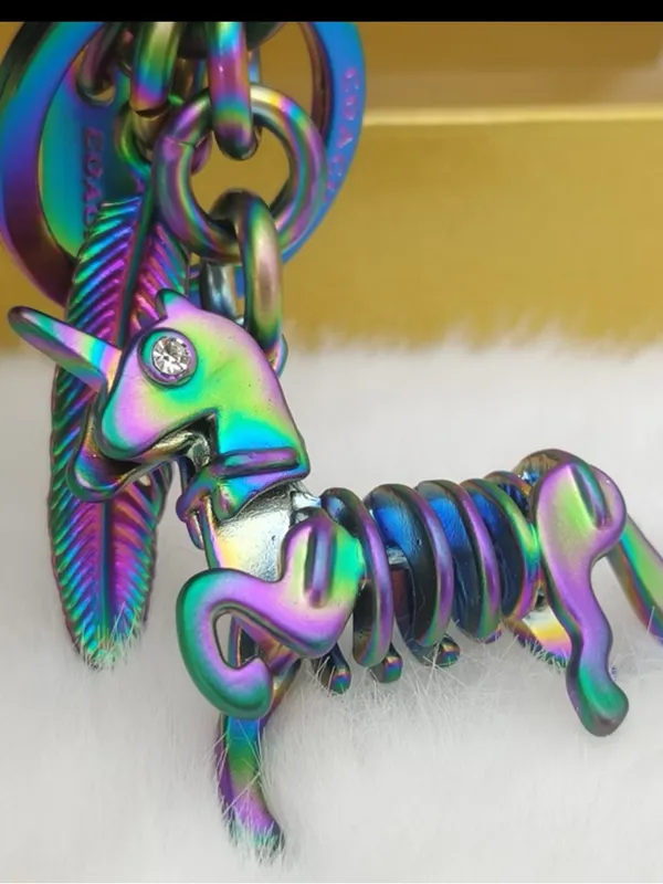 Coach, 3D, oil slick, Iridescent Unicorn, Keychain/fob RARE! - Image 3
