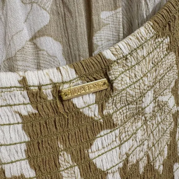 Billabong Green Ivory Your Babe Floral‎ Midi Lightweight Dress Medium - Image 5