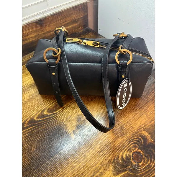 Scoop Black Faux Leather Top Handle Shoulder Bag - Image 2
