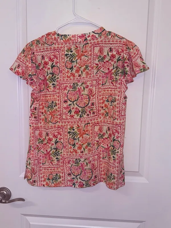 CeCe Pink Floral Strapless Peplum Top XS Cottagecore - Image 8