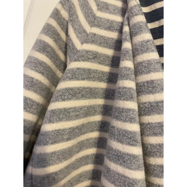 PinkBlush Striped Open Front Cardigan Sweater Women's‎ Blue White Gray - Image 2