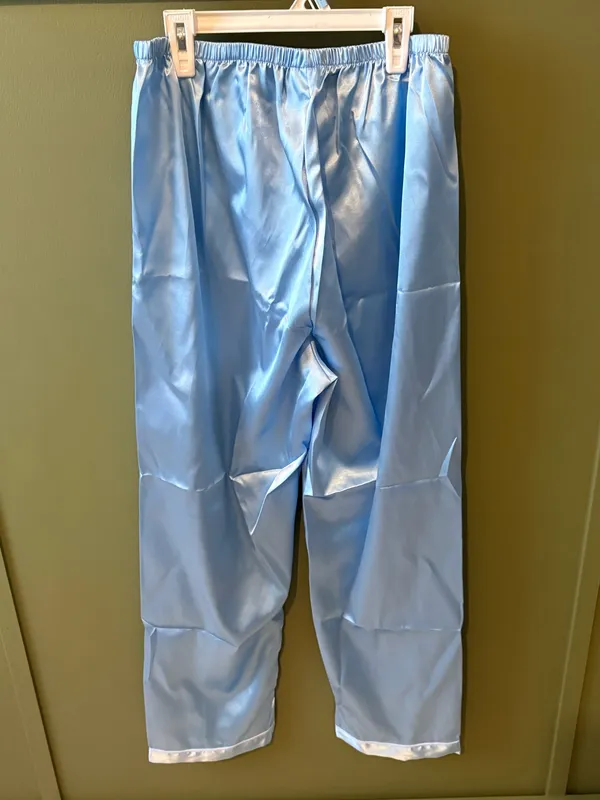 Light Blue Satin Button Front Pajama Set Size L - Image 6