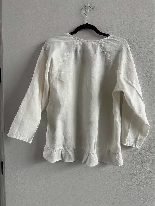 Hot Cotton Women's White Blouse Linen - Image 7