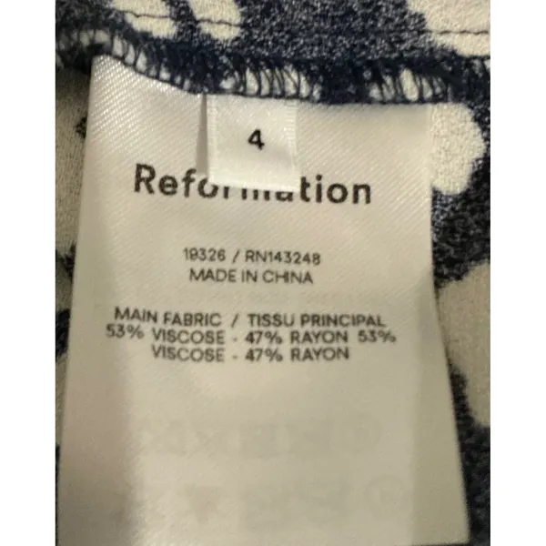 REFORMATION Humphrey Dress Navy White‎ Abstract Animal Print Mini Sweetheart 4 S - Image 7