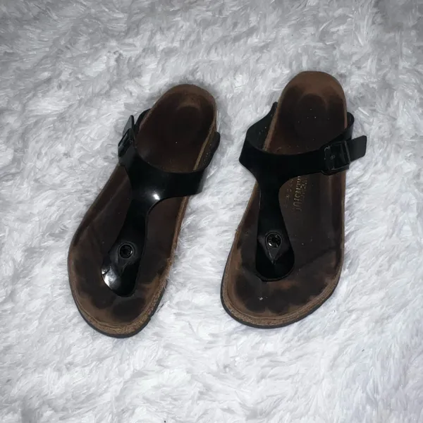 Birkenstock Glossy Thong Flip Flop Sandal size 38 Black - Image 2