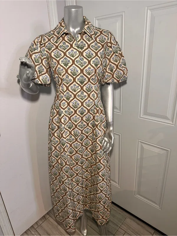 Tuckernuck Mimi Midi Dress Small Floral Puff Sleeve Cottagecore Cotton - Image 6