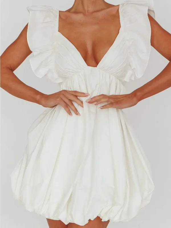 NWT Selfie Leslie Horoscope Bubble Hem Mini Dress Ivory - Image 5