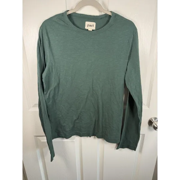 Pact Top Womens Medium Green Long Sleeve Organic Cotton Slub Minimalist - Image 3