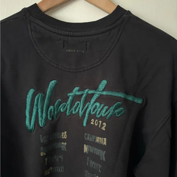 Anine Bing XS Kenny Sweatshirt Panther in Vintage Black - Image 9