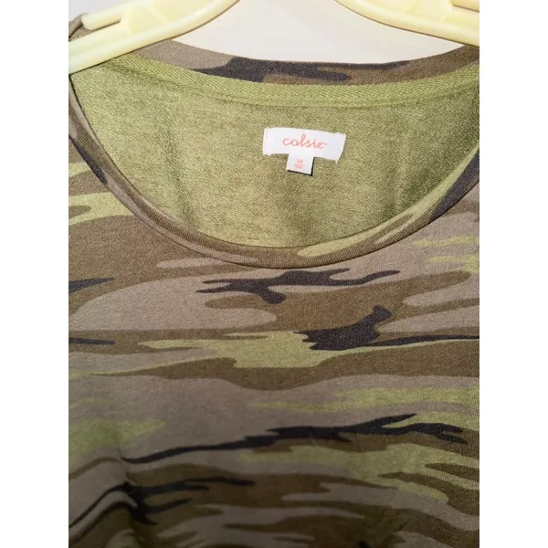 Colsie Womens 2X Camo Long Sleeve‎ Crew Neck Sweatshirt Top Green Brown - Image 2