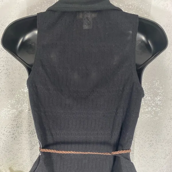 Belle du Jour Black Sweater Vest with Rope Belt - Image 13