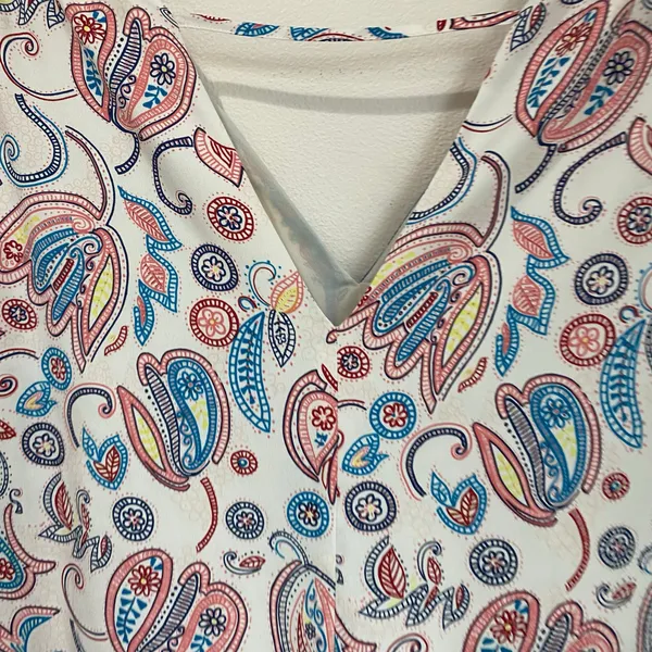 Loft Paisley Deep‎ V Neck Shift Sleeveless Shift Lightweight Dress Size M - Image 9