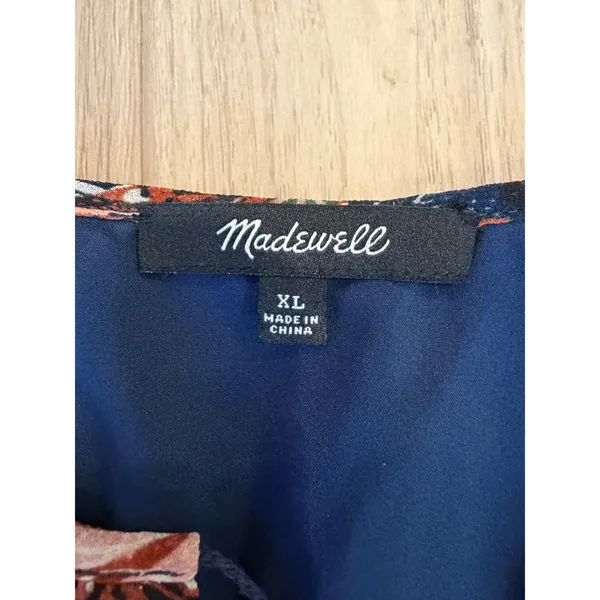 Madewell Boho Floral Ruffle Navy Dress Size XL - Image 2