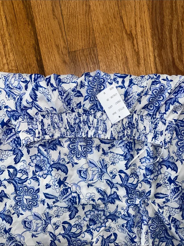 Masala Blue and White Floral Ruffle Midi Skirt Medium NWT - Image 5