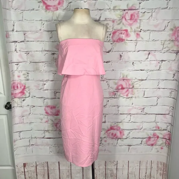 Lulu’s Lots of Love Light Pink Strapless Midi strapless flounce Dress - Image 5
