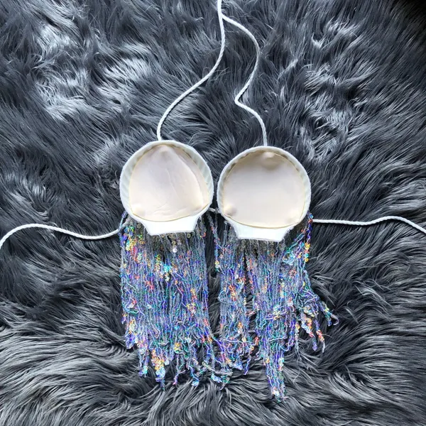 HANDMADE plastic seashell bikini bra top Size M - Image 3