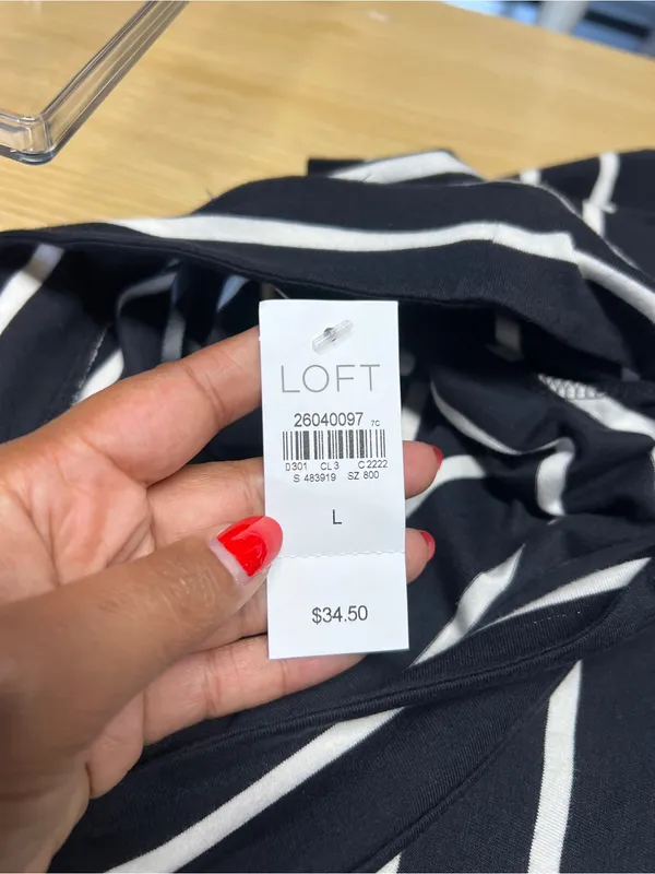 LOFT Navy & White Striped Wide Boatneck‎ Top - Image 10