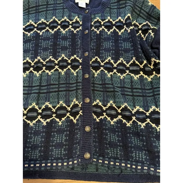 Christopher & Banks Hand Embroidered Cardigan‎ Sweater Holiday Vintage Festive M - Image 5