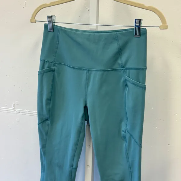 RBX Teal Blue High Waisted Activewear 7/8 Cropped Leggings with Pockets Small - Image 3