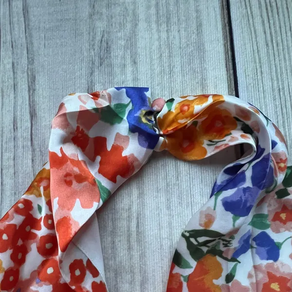 Lulus Bold Presence Orange Multicolor Floral Satin Halter Midi Dress - Image 9