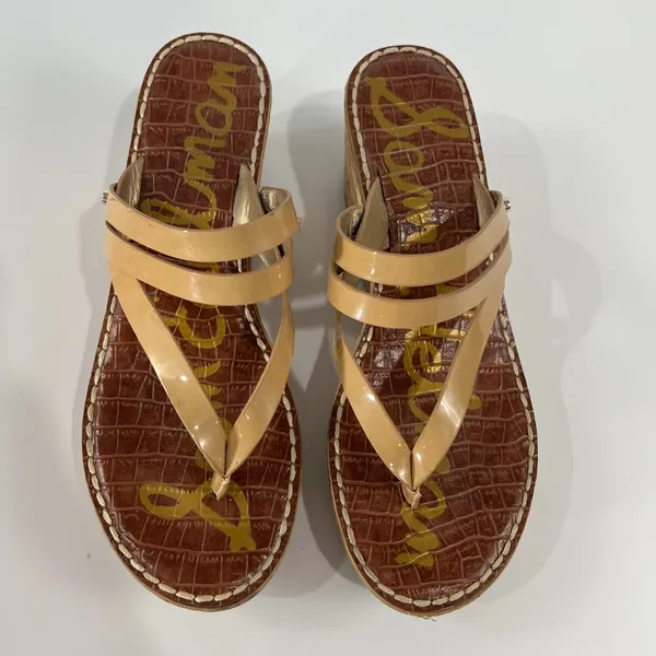 Sam Edelman Size 8.5 Cork Wedge Thong Sandals - Image 9