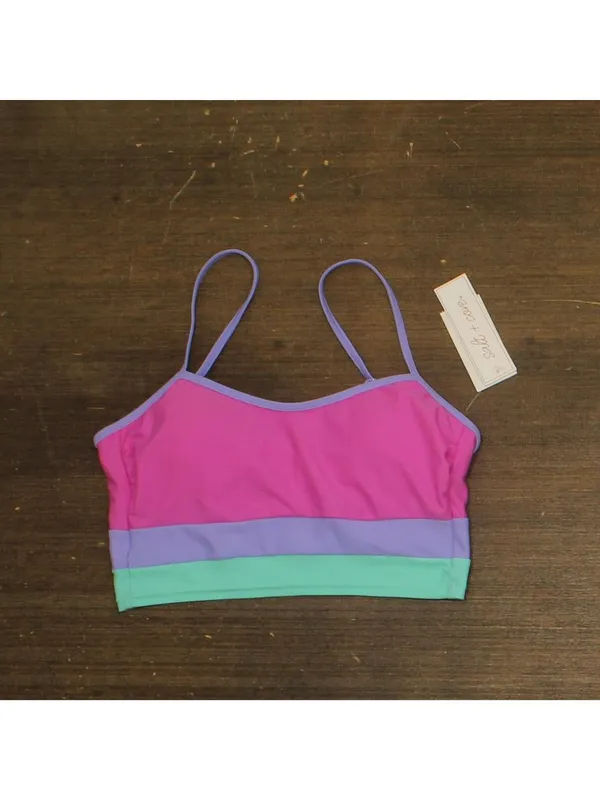 NWT Salt + Cove Juniors Colorblocked Midkini Swim Top 807147 Pink Multi S - Image 2