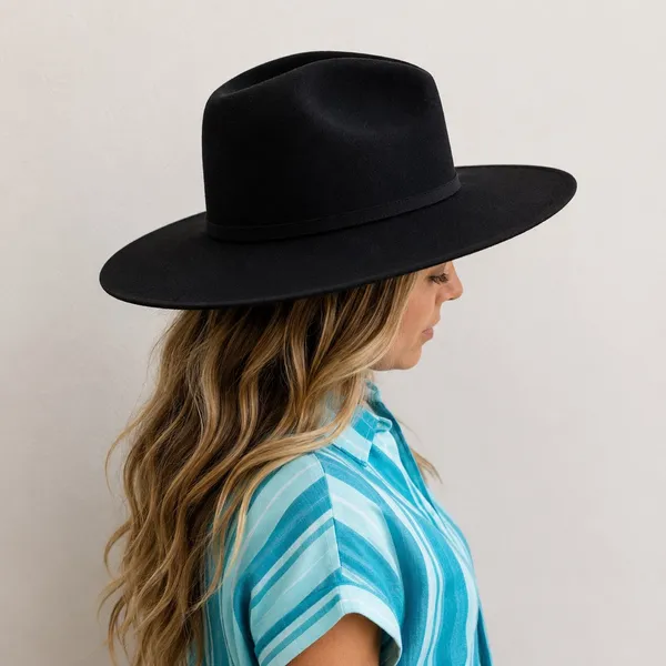 Lack of Color Black Australian Wool Rancher Hat Wide Brim Sz M - Image 2