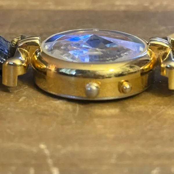 Vintage Aqualite leather watch Gold - Image 9