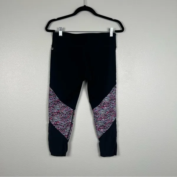Fabletics Womens‎ Black Speckled Print Mesh Insert Cropped Leggings Size M - Image 4